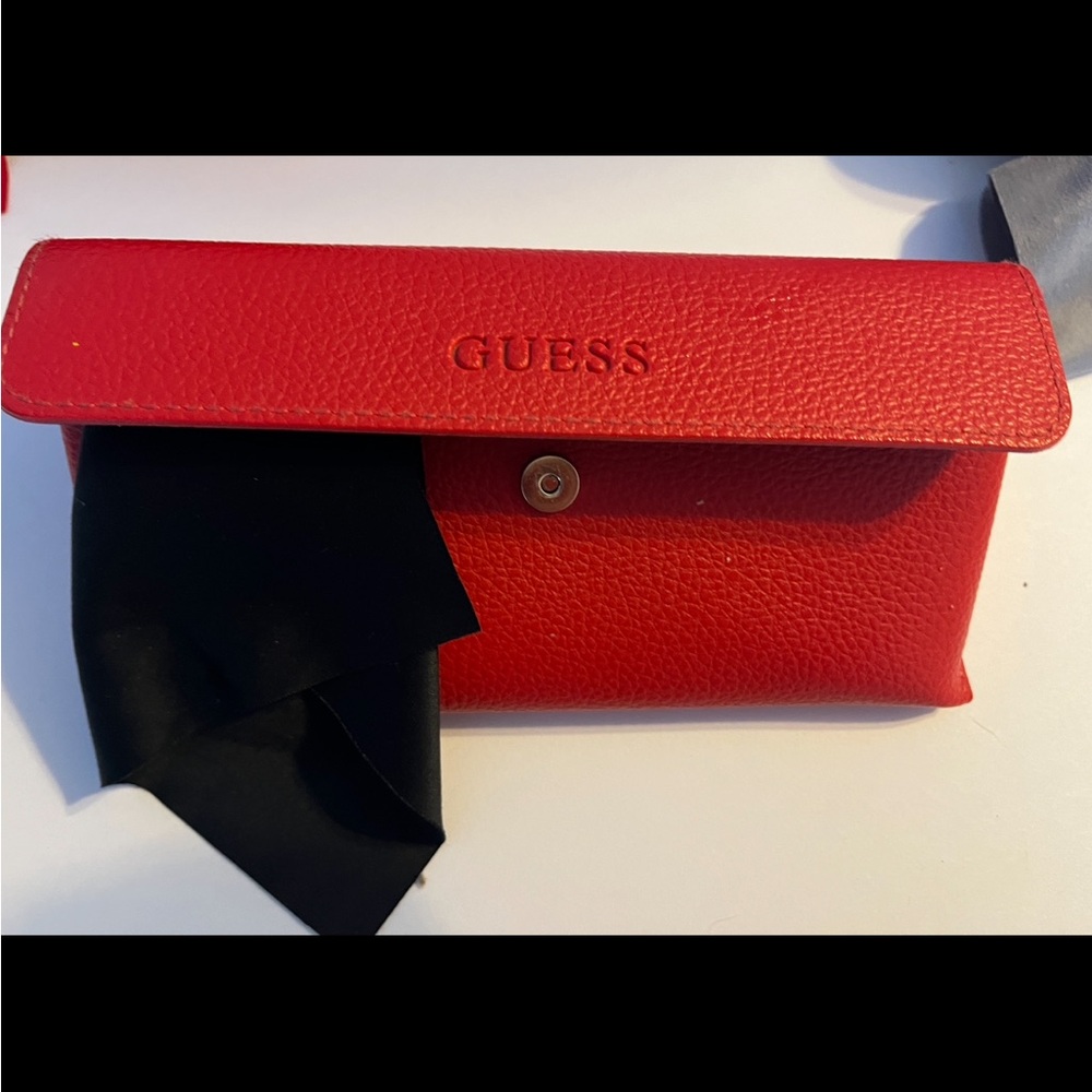 EUC Guess Red Textured Glasses Case
